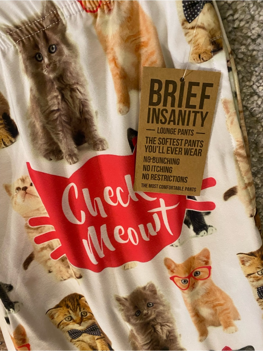 Brief Insanity Check Meowt Lounge Pants Size XL, NWT 🐱 - Picture 3 of 9